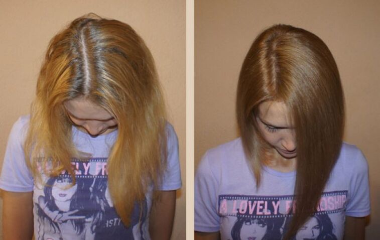 Cabelo antes e despois de tinguirse
